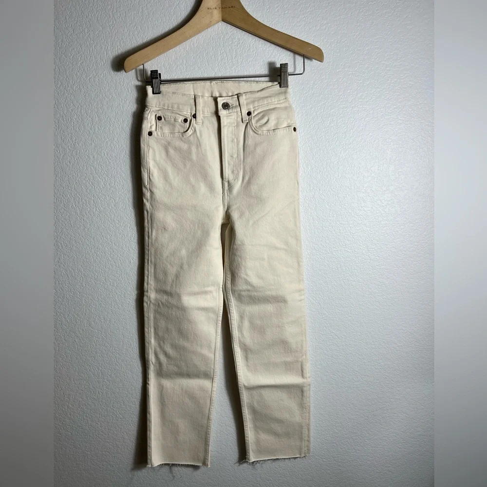 NWT Re/done off white 70s ultra high‎ rise stove pipe jeans 25 button fly